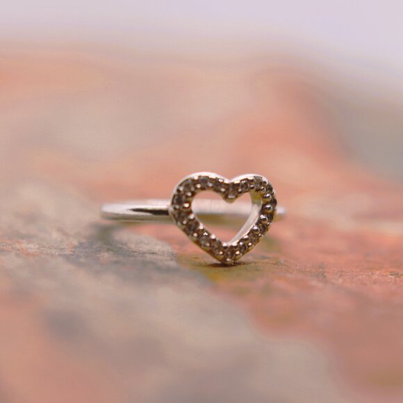 Pandora Be My Valentine CZ Heart Silver Ring - Authentic Pandora Size 52 - Picture 4 of 6